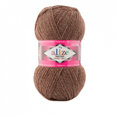 Пряжа для вязания Alize Superwash, 100гр, 420м цв. коричневый меланж SW-240