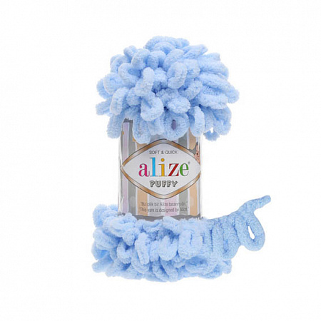 Пряжа для вязания Alize Puffy, 100гр, 8.5-9м цв. светло-голубой PF-183