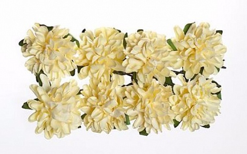 Цветы бумажные (астры )цв.светло-желтый, 2.5см 8шт SCB280302