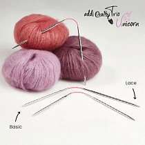 Спицы чулочные (носочные) № 3,0 мм, 30 см, addi CraSyTrio Unicorn Lace Long 180-2/3-30