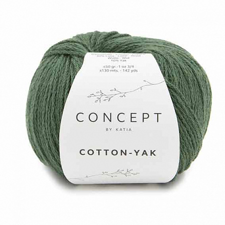 Пряжа для вязания Katia Cotton-Yak, 50 г, 130 м, цв. зеленый 1008.125
