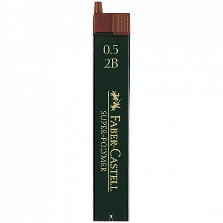 Грифель графитовый для механического карандаша 2B 0,5мм Faber-Castell Super Polymer 12шт/уп 120502