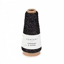 Пряжа для вязания Katia Combine & Shine, 50 г, 360 м, цв. черный+серебро 1413.20