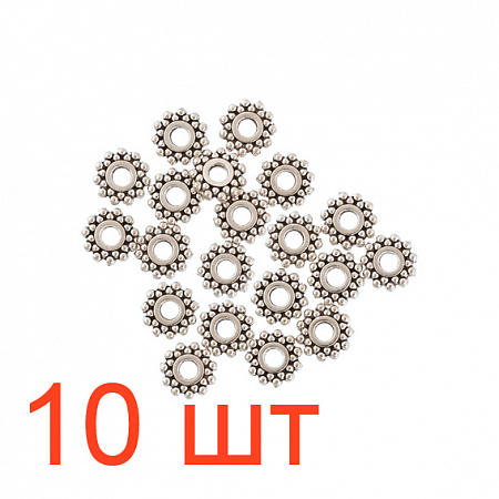 Бусина металлическая 8 мм цв. серебро состаренное, 10 шт MRR-06-1-10