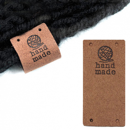 Нашивка замшевая "Hand Made" 25х50 мм цв.коричневый наш-HM-5-кор